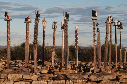 Mahafaly tomb sculptures near Tulear, Southern Madagascar